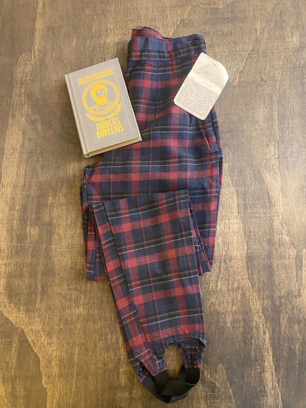 Vintage Plaid Riding Pants in Navy and Burgundy